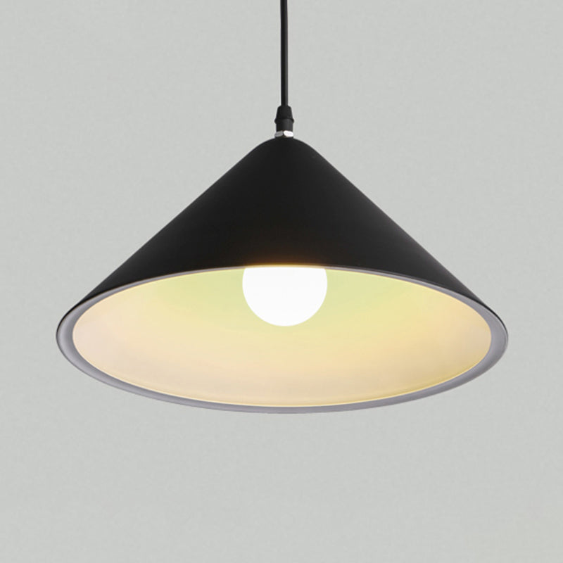 Conical Dining Room Pendant Light Minimalistic Metal 1 Head Hanging Light Fixture Black Clearhalo 'Art Deco Pendants' 'Black' 'Cast Iron' 'Ceiling Lights' 'Ceramic' 'Crystal' 'Industrial Pendants' 'Industrial' 'Metal' 'Middle Century Pendants' 'Pendant Lights' 'Pendants' 'Rustic Pendants' 'Tiffany' Lighting' 2290225