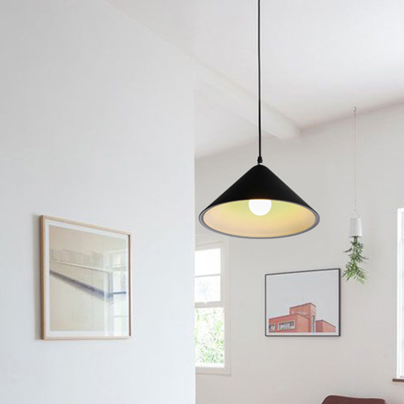 Conical Dining Room Pendant Light Minimalistic Metal 1 Head Hanging Light Fixture Clearhalo 'Art Deco Pendants' 'Black' 'Cast Iron' 'Ceiling Lights' 'Ceramic' 'Crystal' 'Industrial Pendants' 'Industrial' 'Metal' 'Middle Century Pendants' 'Pendant Lights' 'Pendants' 'Rustic Pendants' 'Tiffany' Lighting' 2290226