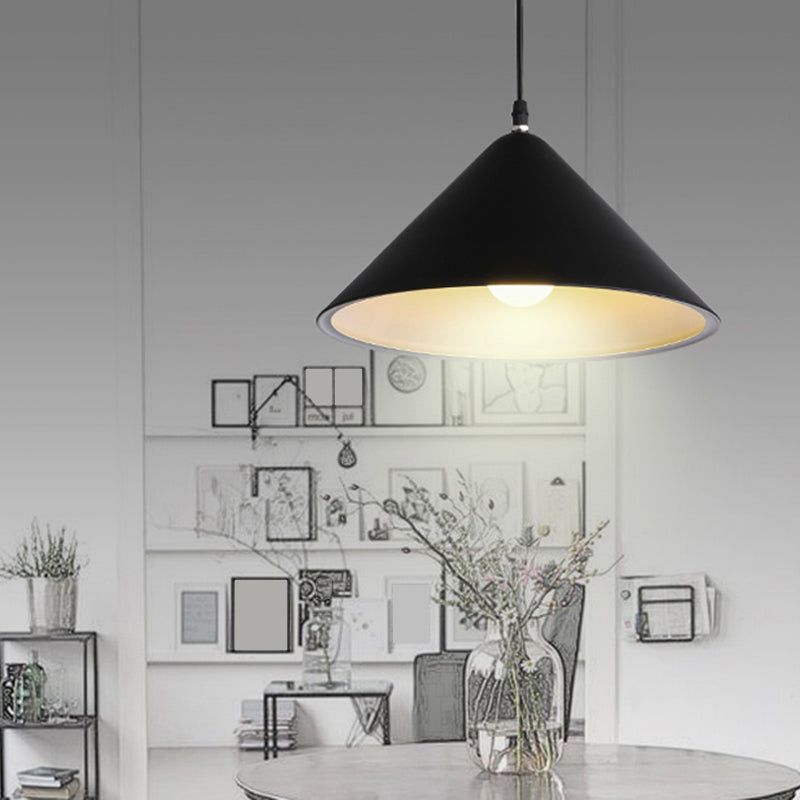 Conical Dining Room Pendant Light Minimalistic Metal 1 Head Hanging Light Fixture Clearhalo 'Art Deco Pendants' 'Black' 'Cast Iron' 'Ceiling Lights' 'Ceramic' 'Crystal' 'Industrial Pendants' 'Industrial' 'Metal' 'Middle Century Pendants' 'Pendant Lights' 'Pendants' 'Rustic Pendants' 'Tiffany' Lighting' 2290227