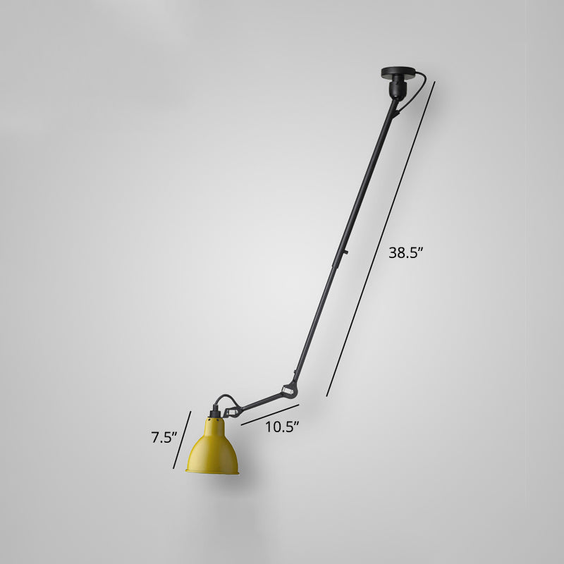 1 Head Shaded Wall Mount Reading Light Loft Style Metal Wall Lighting with Adjustable Arm Yellow F Clearhalo 'Art deco wall lights' 'Cast Iron' 'Glass' 'Industrial wall lights' 'Industrial' 'Middle century wall lights' 'Modern' 'Rustic wall lights' 'Tiffany' 'Traditional wall lights' 'Wall Lamps & Sconces' 'Wall Lights' Lighting' 2290247