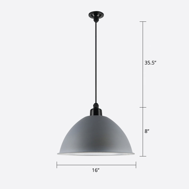 Macaron Dome Shade Pendant Light 1 Head Metallic Ceiling Suspension Lamp for Dining Room Grey 16" Clearhalo 'Art Deco Pendants' 'Cast Iron' 'Ceiling Lights' 'Ceramic' 'Crystal' 'Industrial Pendants' 'Industrial' 'Metal' 'Middle Century Pendants' 'Pendant Lights' 'Pendants' 'Tiffany' Lighting' 2290268