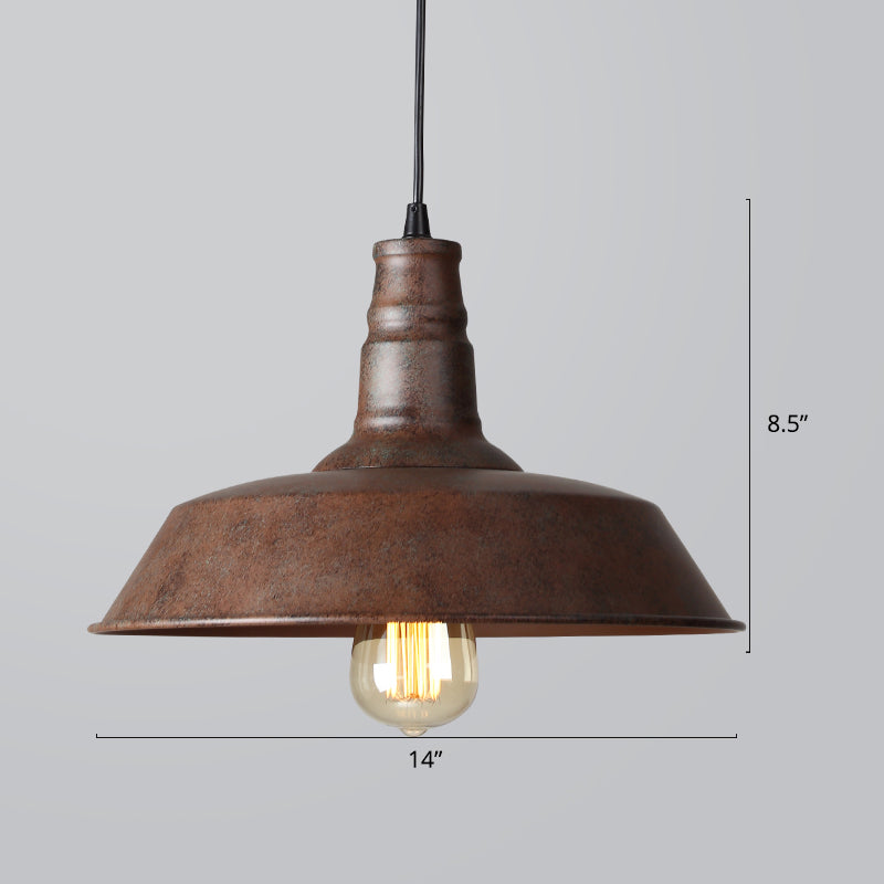 Barn Restaurant Hanging Lamp Industrial Style Iron 1-Light Pendant Light Fixture Bronze Medium Clearhalo 'Art Deco Pendants' 'Black' 'Cast Iron' 'Ceiling Lights' 'Ceramic' 'Crystal' 'Industrial Pendants' 'Industrial' 'Metal' 'Middle Century Pendants' 'Pendant Lights' 'Pendants' 'Rustic Pendants' 'Tiffany' Lighting' 2290289
