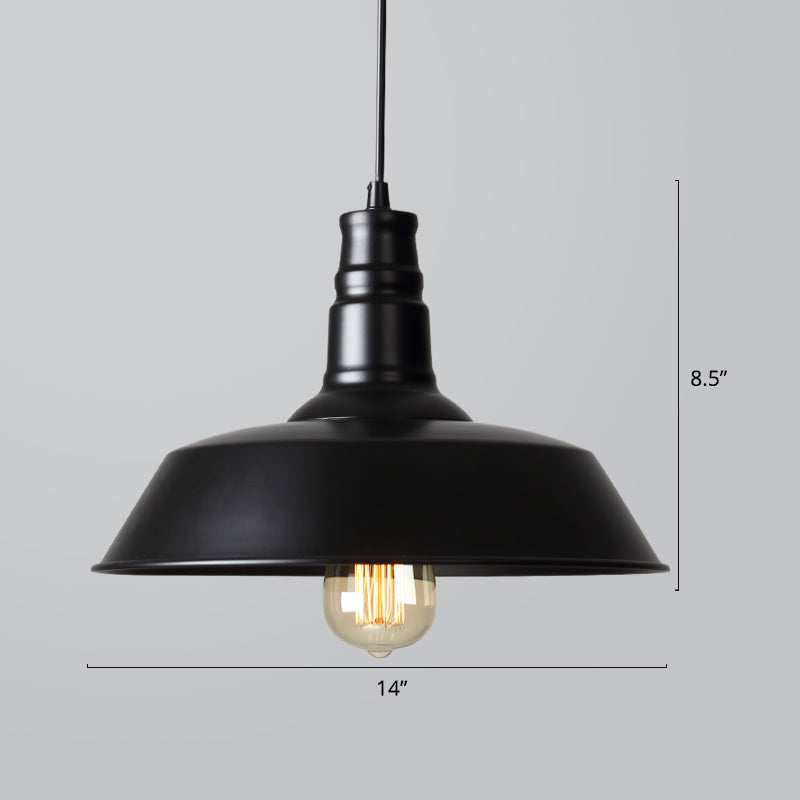 Barn Restaurant Hanging Lamp Industrial Style Iron 1-Light Pendant Light Fixture Black Medium Clearhalo 'Art Deco Pendants' 'Black' 'Cast Iron' 'Ceiling Lights' 'Ceramic' 'Crystal' 'Industrial Pendants' 'Industrial' 'Metal' 'Middle Century Pendants' 'Pendant Lights' 'Pendants' 'Rustic Pendants' 'Tiffany' Lighting' 2290291