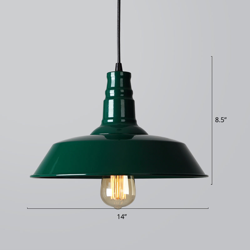 Barn Restaurant Hanging Lamp Industrial Style Iron 1-Light Pendant Light Fixture Green Medium Clearhalo 'Art Deco Pendants' 'Black' 'Cast Iron' 'Ceiling Lights' 'Ceramic' 'Crystal' 'Industrial Pendants' 'Industrial' 'Metal' 'Middle Century Pendants' 'Pendant Lights' 'Pendants' 'Rustic Pendants' 'Tiffany' Lighting' 2290297