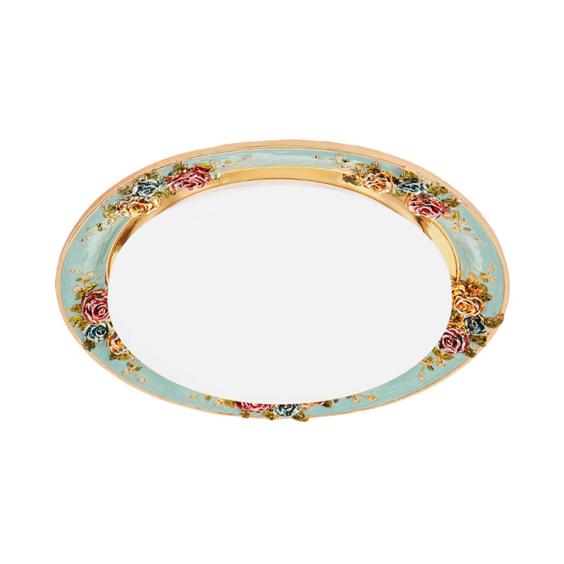 LED Bedroom Flush Ceiling Light Traditional Grey/Red/Green Flush Mount with Round Resin Shade Clearhalo 'Ceiling Lights' 'Close To Ceiling Lights' 'Close to ceiling' 'Flush mount' Lighting' 229244