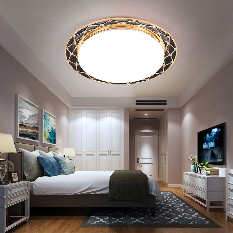 LED Resin Flush Light Fixture Traditional Black/Red/Apricot Bowl Living Room Flush Mount Lighting Clearhalo 'Ceiling Lights' 'Close To Ceiling Lights' 'Close to ceiling' 'Flush mount' Lighting' 229290