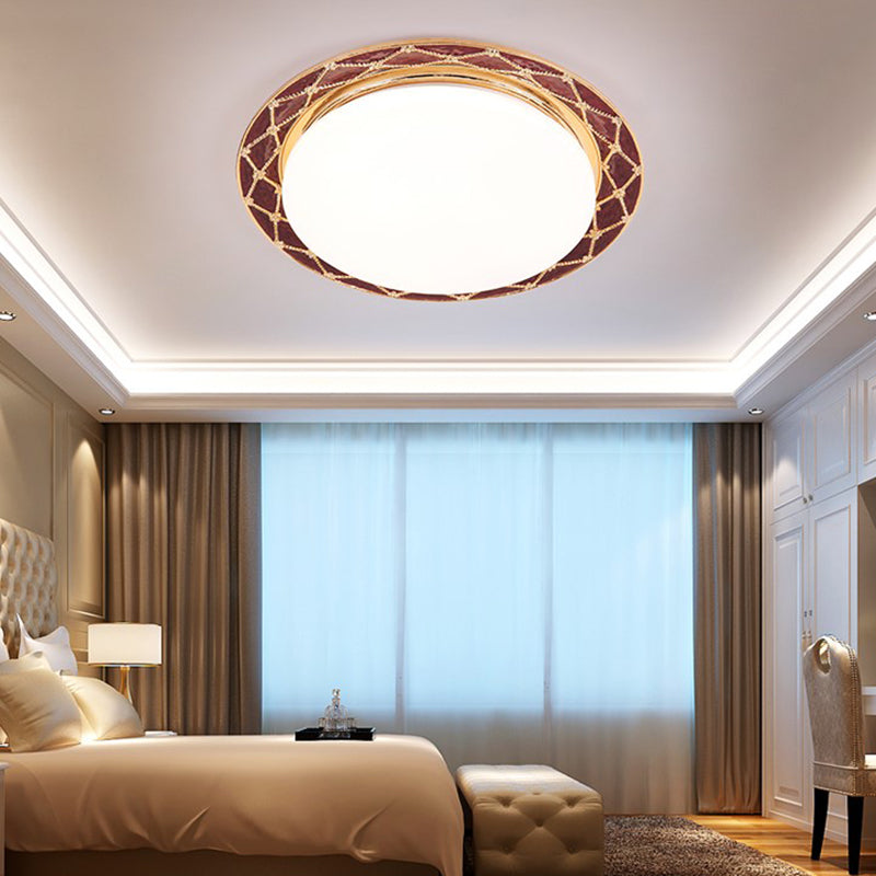 LED Resin Flush Light Fixture Traditional Black/Red/Apricot Bowl Living Room Flush Mount Lighting Red Clearhalo 'Ceiling Lights' 'Close To Ceiling Lights' 'Close to ceiling' 'Flush mount' Lighting' 229295