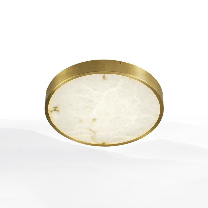 Postmodern Round LED Ceiling Light Marble Bedroom Flush Mount Light Fixture in Brass Brass 12" Clearhalo 'Ceiling Lights' 'Close To Ceiling Lights' 'Close to ceiling' 'Flush mount' Lighting' 2293731