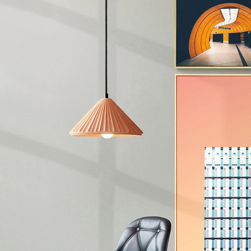Cement Conical Pendant Ceiling Light Macaron Single Suspension Light Fixture for Living Room Clearhalo 'Ceiling Lights' 'Modern Pendants' 'Modern' 'Pendant Lights' 'Pendants' Lighting' 2293789