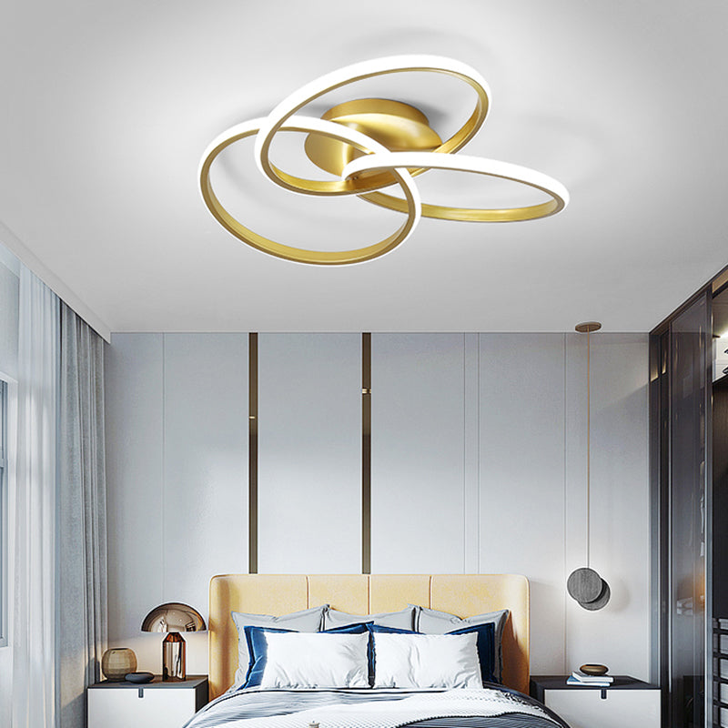 Interlocking Rings LED Flush Light Minimalist Acrylic Bedroom Semi Flush Mount Ceiling Light Clearhalo 'Ceiling Lights' 'Close To Ceiling Lights' 'Close to ceiling' 'Semi-flushmount' Lighting' 2293847
