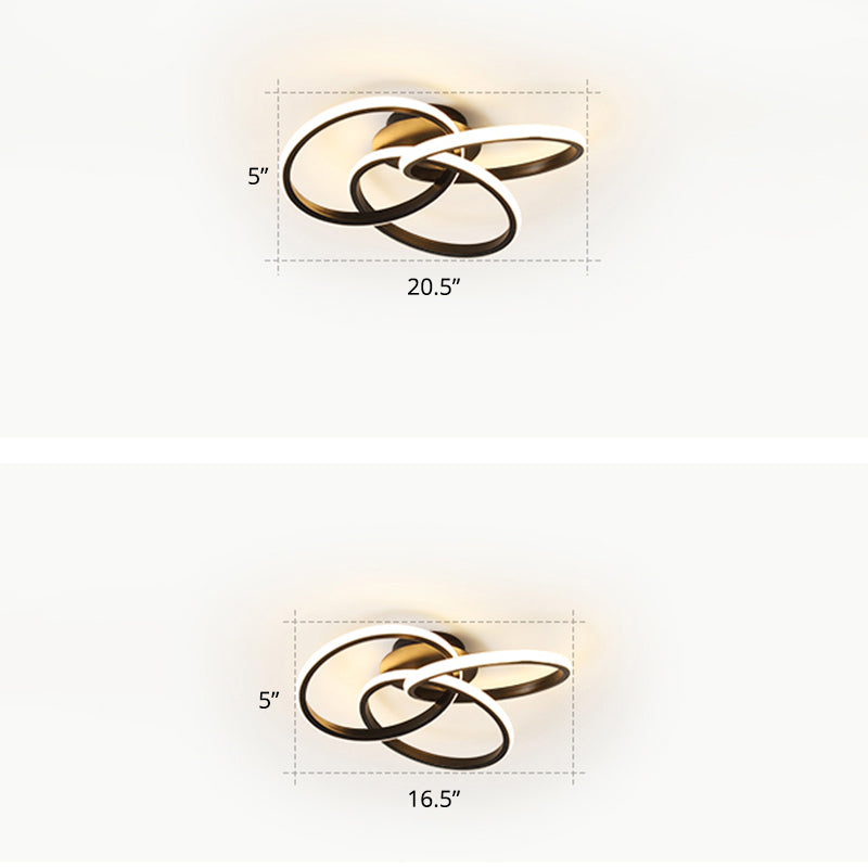 Interlocking Rings LED Flush Light Minimalist Acrylic Bedroom Semi Flush Mount Ceiling Light Clearhalo 'Ceiling Lights' 'Close To Ceiling Lights' 'Close to ceiling' 'Semi-flushmount' Lighting' 2293848