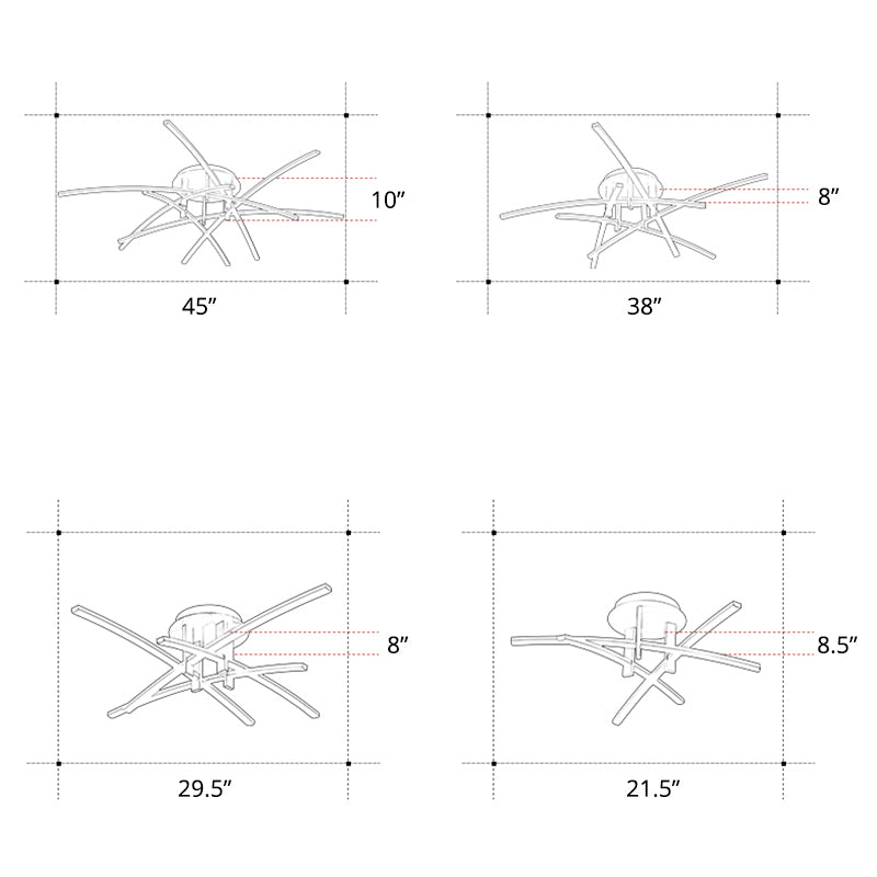 Crossed Rod Flush Mount Ceiling Light Simple Metal Bedroom LED Flush Light Fixture Clearhalo 'Ceiling Lights' 'Close To Ceiling Lights' 'Close to ceiling' 'Semi-flushmount' Lighting' 2293872