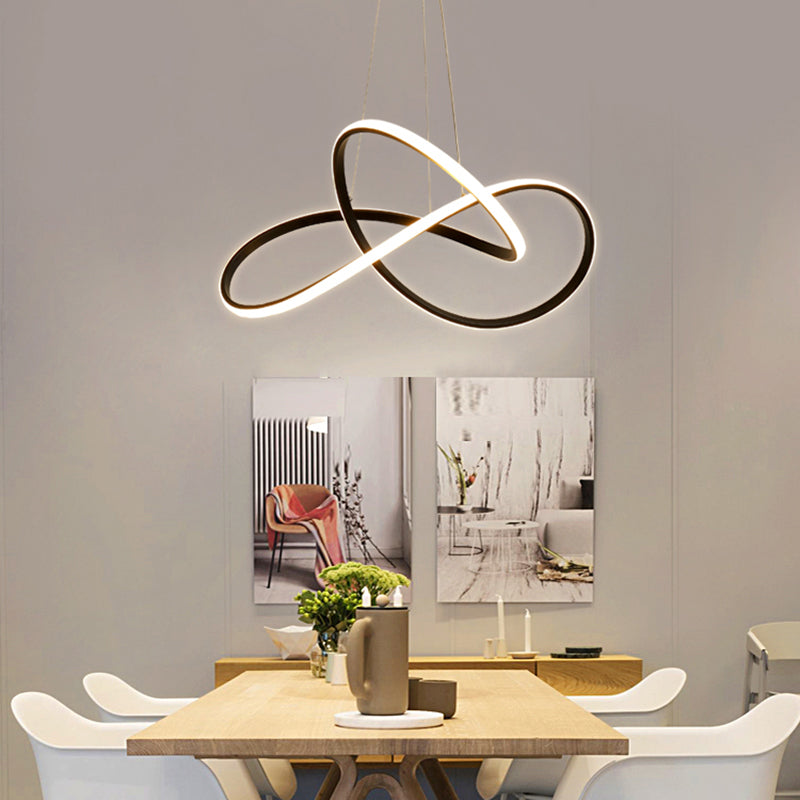 Minimalistic LED Chandelier Light Fixture Black Curve Pendant Lighting with Acrylic Shade Clearhalo 'Ceiling Lights' 'Chandeliers' 'Modern Chandeliers' 'Modern' Lighting' 2293944