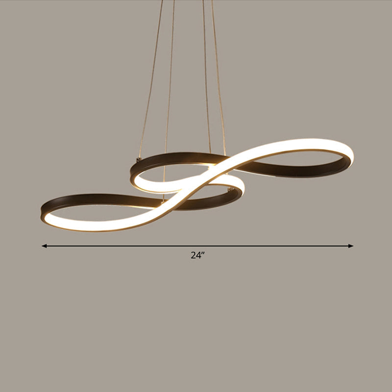 Musical Note Dining Room Chandelier Acrylic Art Deco LED Suspension Light in Black Black 24" White Clearhalo 'Ceiling Lights' 'Chandeliers' 'Modern Chandeliers' 'Modern' Lighting' 2293968