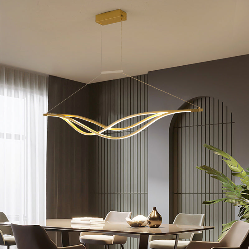 Metal Wave Shaped Island Light Fixture Minimalist LED Hanging Lamp for Dining Room Clearhalo 'Ceiling Lights' 'Island Lights' Lighting' 2293994