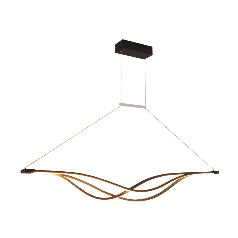 Metal Wave Shaped Island Light Fixture Minimalist LED Hanging Lamp for Dining Room Clearhalo 'Ceiling Lights' 'Island Lights' Lighting' 2293995