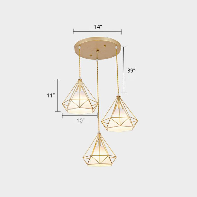 3 Heads Wire Frame Cluster Pendant Light Nordic Metal Hanging Ceiling Light for Dining Room Gold B Round Clearhalo 'Art Deco Pendants' 'Black' 'Cast Iron' 'Ceiling Lights' 'Ceramic' 'Crystal' 'Industrial Pendants' 'Industrial' 'Metal' 'Middle Century Pendants' 'Pendant Lights' 'Pendants' 'Rustic Pendants' 'Tiffany' Lighting' 2294074