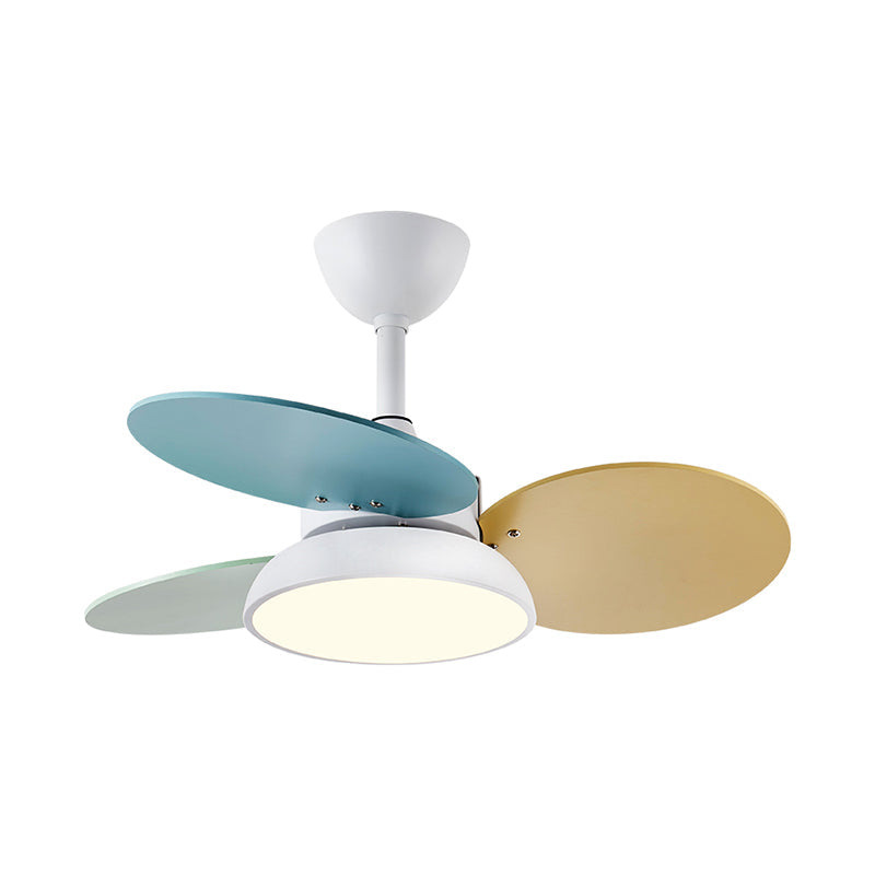 Round Kids Room Ceiling Fan Lamp Acrylic Macaron LED Semi Flush Mount Light Fixture Clearhalo 'Ceiling Fans with Lights' 'Ceiling Fans' 'Kids Ceiling Fans' 'Kids' Lighting' 2294135