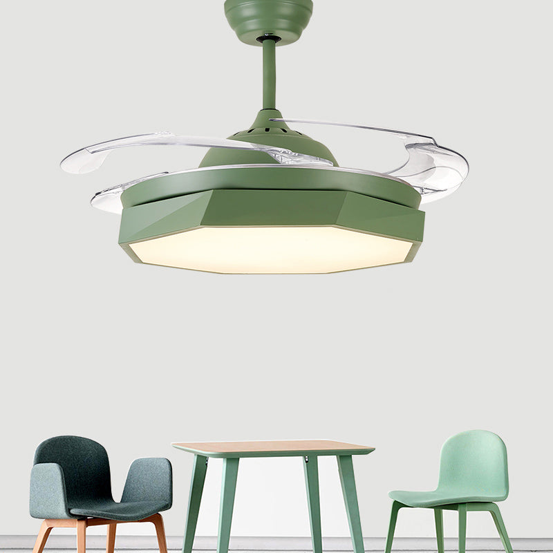 4-Blade Acrylic Octagon Hanging Fan Lamp Macaron 42