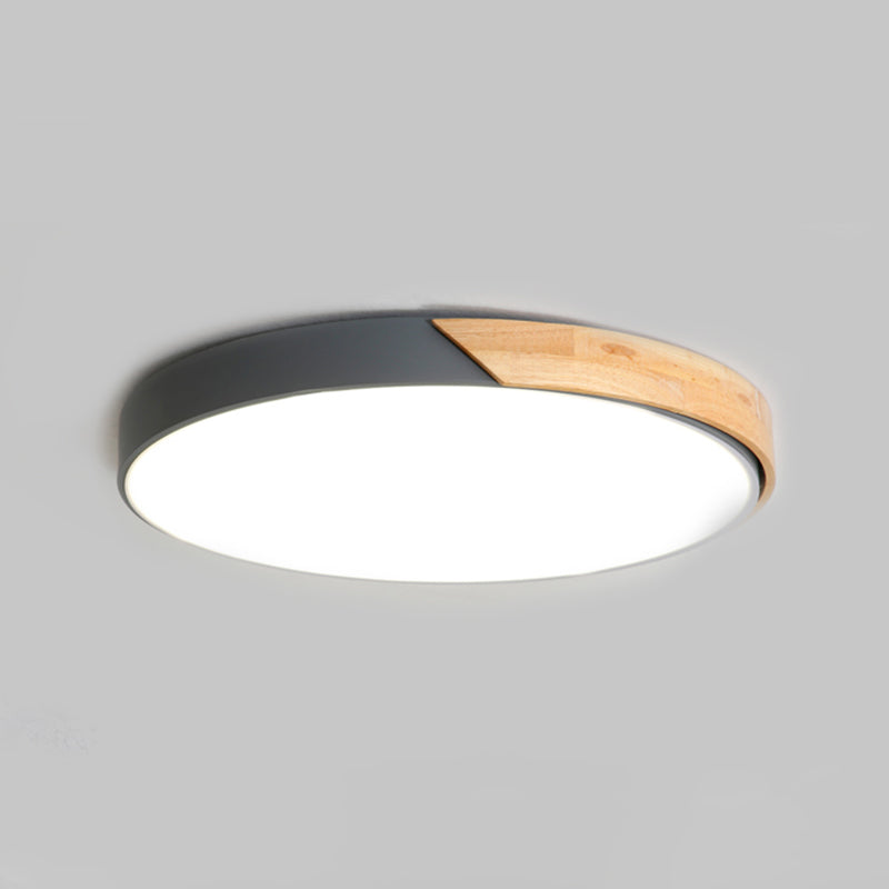 Splicing Circle LED Flushmount Lighting Nordic Wood Bedroom Ceiling Light Fixture Grey 19.5" Clearhalo 'Ceiling Lights' 'Close To Ceiling Lights' 'Close to ceiling' 'Flush mount' Lighting' 2294161
