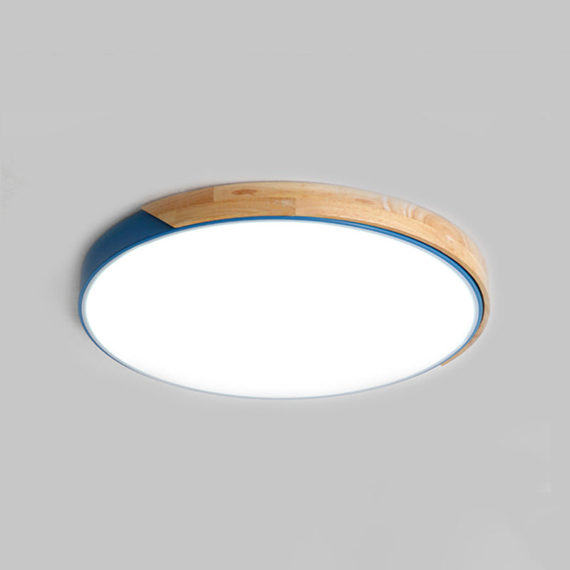Splicing Circle LED Flushmount Lighting Nordic Wood Bedroom Ceiling Light Fixture Blue 16" Clearhalo 'Ceiling Lights' 'Close To Ceiling Lights' 'Close to ceiling' 'Flush mount' Lighting' 2294168