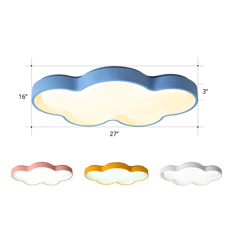 Acrylic Cloud Ceiling Mount Light Cartoon LED Blue Flush Mount Lighting for Living Room Blue 27" Warm Clearhalo 'Ceiling Lights' 'Close To Ceiling Lights' 'Close to ceiling' 'Flush mount' Lighting' 2294184