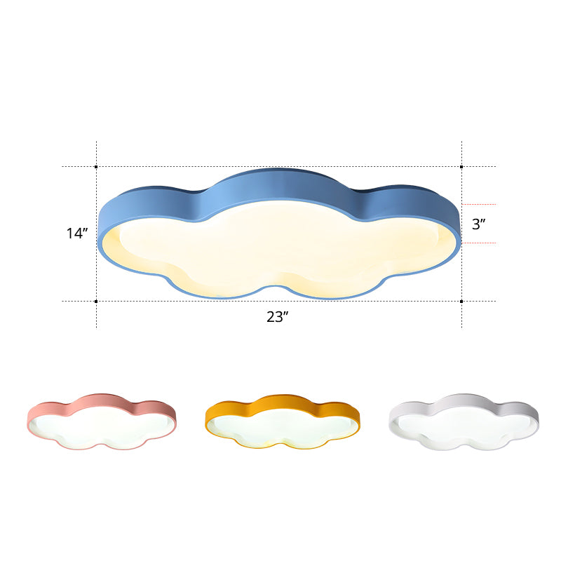 Acrylic Cloud Ceiling Mount Light Cartoon LED Blue Flush Mount Lighting for Living Room Blue 23" Warm Clearhalo 'Ceiling Lights' 'Close To Ceiling Lights' 'Close to ceiling' 'Flush mount' Lighting' 2294187