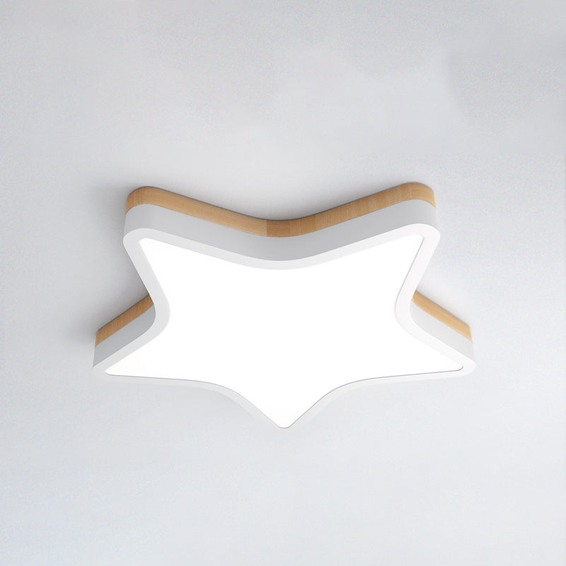 Kids Star LED Flush Mount Lamp Acrylic Bedroom Ceiling Light Fixture in Yellow-White Yellow 21.5" White Clearhalo 'Ceiling Lights' 'Close To Ceiling Lights' 'Close to ceiling' 'Flush mount' Lighting' 2294194