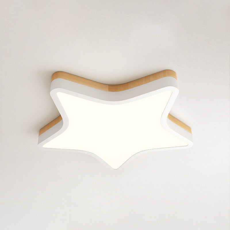 Kids Star LED Flush Mount Lamp Acrylic Bedroom Ceiling Light Fixture in Yellow-White Yellow 18" Warm Clearhalo 'Ceiling Lights' 'Close To Ceiling Lights' 'Close to ceiling' 'Flush mount' Lighting' 2294197