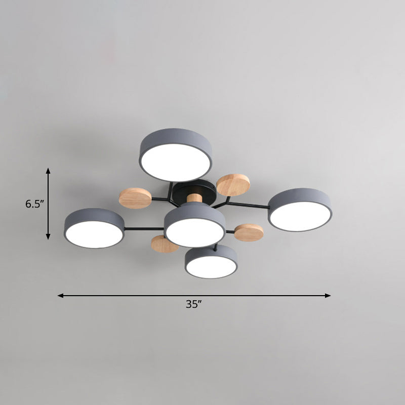 Tree Branch-Like Metal Flush Light Nordic LED Close to Ceiling Light for Bedroom 5 Grey White Clearhalo 'Ceiling Lights' 'Close To Ceiling Lights' 'Close to ceiling' 'Semi-flushmount' Lighting' 2294258