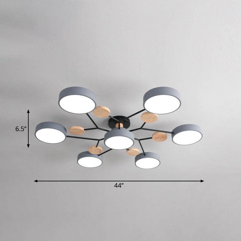 Tree Branch-Like Metal Flush Light Nordic LED Close to Ceiling Light for Bedroom 7 Grey White Clearhalo 'Ceiling Lights' 'Close To Ceiling Lights' 'Close to ceiling' 'Semi-flushmount' Lighting' 2294265