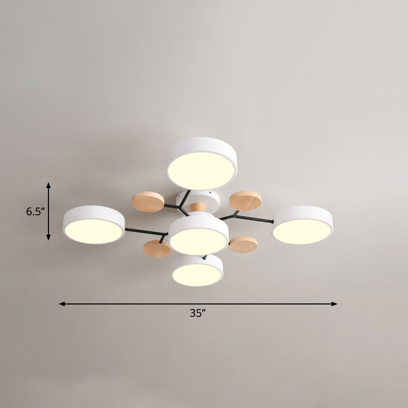 Tree Branch-Like Metal Flush Light Nordic LED Close to Ceiling Light for Bedroom 5 White Third Gear Clearhalo 'Ceiling Lights' 'Close To Ceiling Lights' 'Close to ceiling' 'Semi-flushmount' Lighting' 2294270
