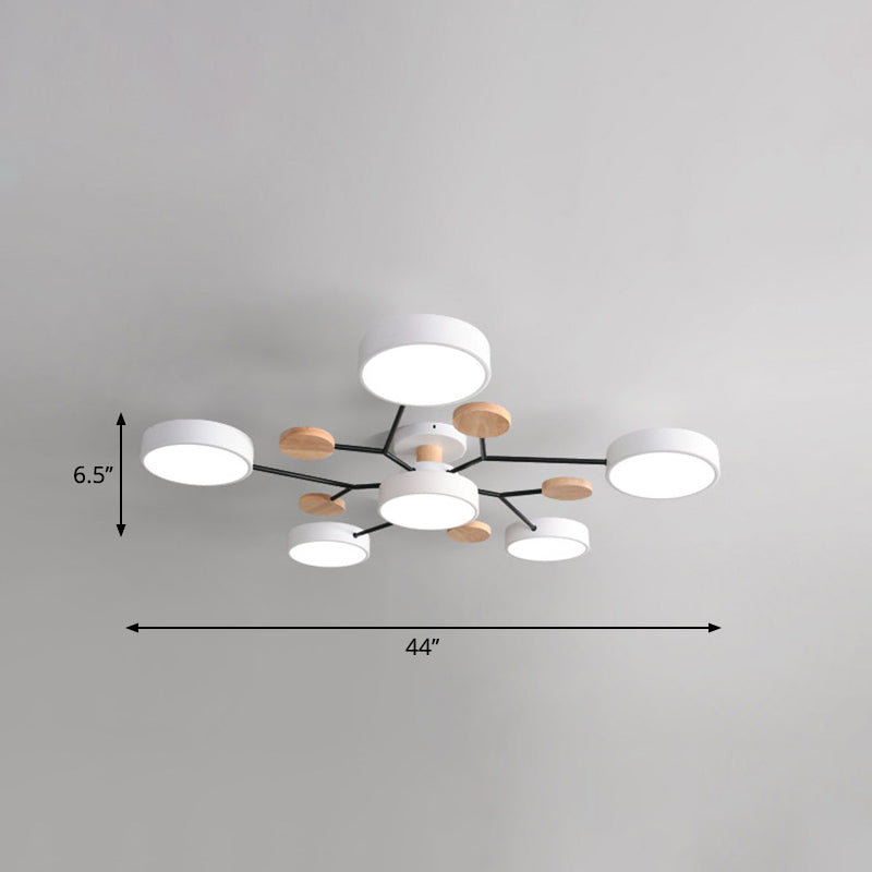 Tree Branch-Like Metal Flush Light Nordic LED Close to Ceiling Light for Bedroom 6 White White Clearhalo 'Ceiling Lights' 'Close To Ceiling Lights' 'Close to ceiling' 'Semi-flushmount' Lighting' 2294271