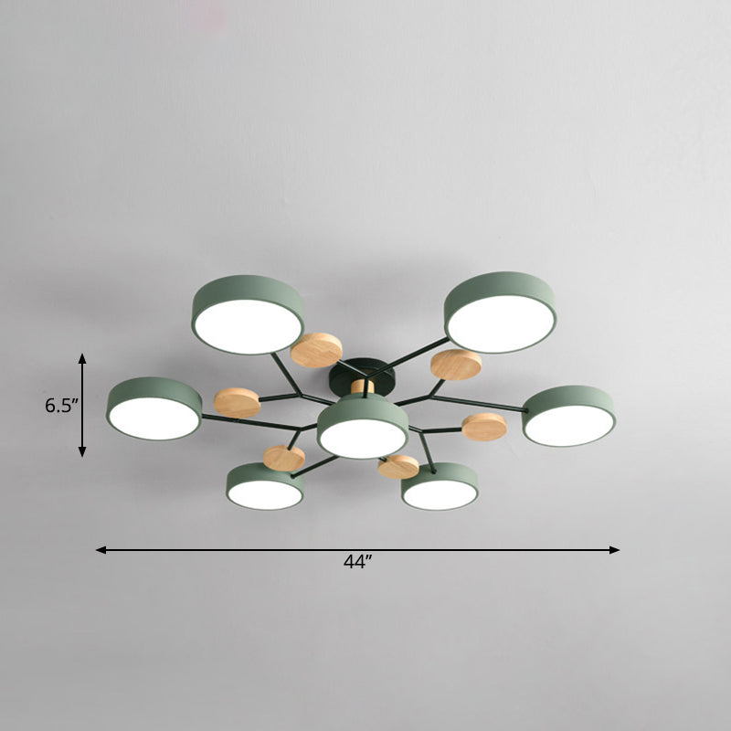 Tree Branch-Like Metal Flush Light Nordic LED Close to Ceiling Light for Bedroom 7 Green White Clearhalo 'Ceiling Lights' 'Close To Ceiling Lights' 'Close to ceiling' 'Semi-flushmount' Lighting' 2294279