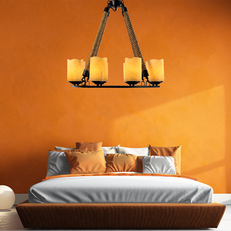 8 Lights Round Chandelier Lighting Rustic Yellow Metal Pendant Light Fixture for Living Room Yellow Clearhalo 'Ceiling Lights' 'Chandeliers' Lighting' options 229569_43ed89c0-ec85-4095-b0c7-5e5e9ad1616b