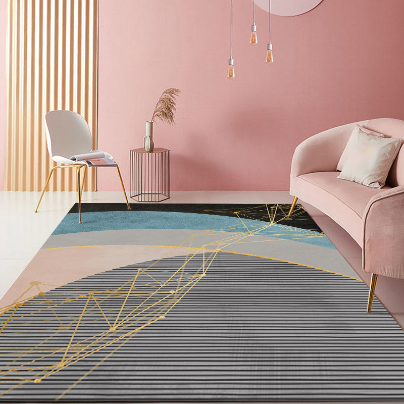 Multicolor Designer Rug Cotton Blend Color Block Indoor Rug Easy Care Machine Washable Area Carpet for Home Silver Gray Clearhalo 'Area Rug' 'Rug' 2295835