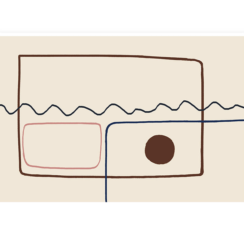 Multi Colored Trendy Rug Cotton Blend Painting Patterned Area Rug Easy Care Pet Friendly Washable Carpet for Bedroom Light Brown Clearhalo 'Area Rug' 'Rug' 2296067