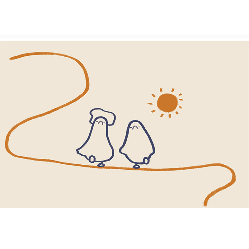 Multi Colored Trendy Rug Cotton Blend Painting Patterned Area Rug Easy Care Pet Friendly Washable Carpet for Bedroom Beige-Coffee Clearhalo 'Area Rug' 'Rug' 2296073