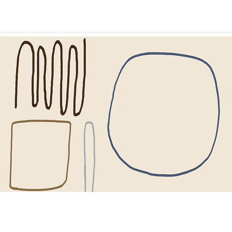 Multi Colored Trendy Rug Cotton Blend Painting Patterned Area Rug Easy Care Pet Friendly Washable Carpet for Bedroom Beige Clearhalo 'Area Rug' 'Rug' 2296076