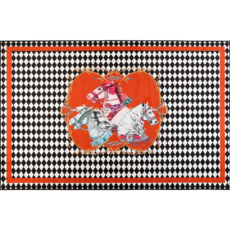 Modern Bedroom Rug Multi Colored Animal Print Indoor Rug Polyster Non-Slip Backing Pet Friendly Carpet Black-White Clearhalo 'Area Rug' 'Rug' 2296124
