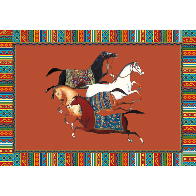 Modern Bedroom Rug Multi Colored Animal Print Indoor Rug Polyster Non-Slip Backing Pet Friendly Carpet Yellow-Red Clearhalo 'Area Rug' 'Rug' 2296126