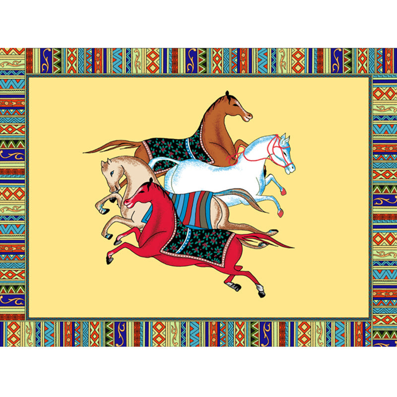 Modern Bedroom Rug Multi Colored Animal Print Indoor Rug Polyster Non-Slip Backing Pet Friendly Carpet Yellow Clearhalo 'Area Rug' 'Rug' 2296128