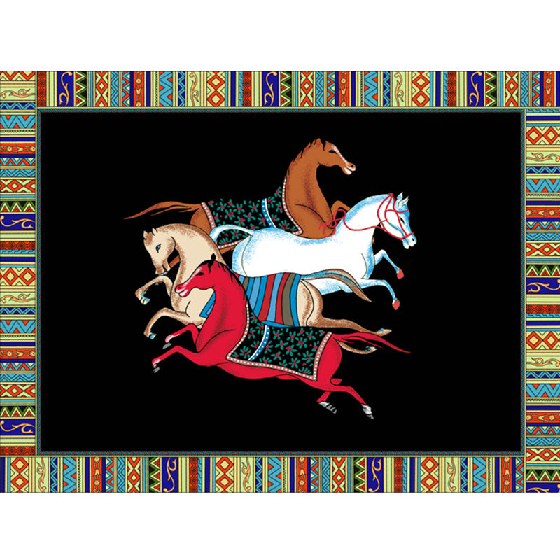 Modern Bedroom Rug Multi Colored Animal Print Indoor Rug Polyster Non-Slip Backing Pet Friendly Carpet Black Clearhalo 'Area Rug' 'Rug' 2296133
