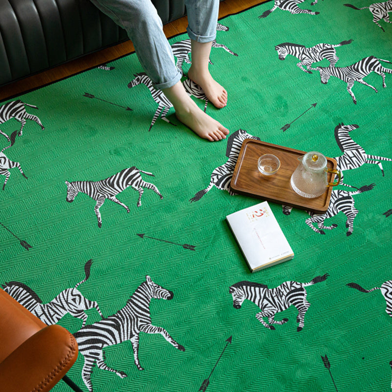 Multi-Color Animal Print Rug Polyster Scandinavian Area Rug Anti-Slip Backing Washable Indoor Rug for Room Green Clearhalo 'Area Rug' 'Rug' 2296135