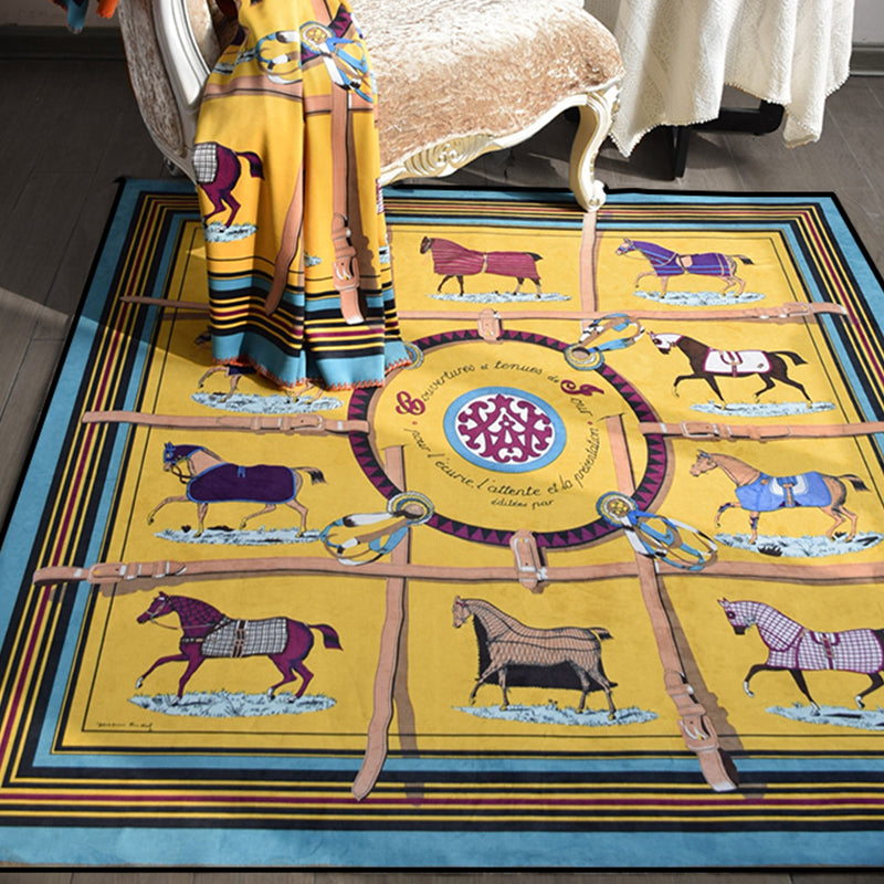 Multi-Color Animal Print Rug Polyster Scandinavian Area Rug Anti-Slip Backing Washable Indoor Rug for Room Brass Clearhalo 'Area Rug' 'Rug' 2296145