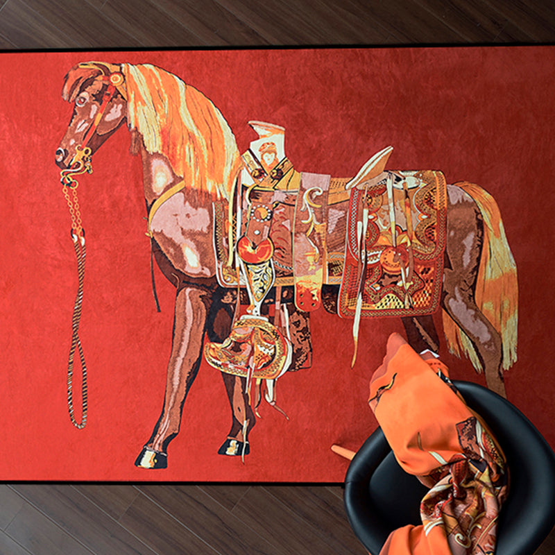 Multi-Color Animal Print Rug Polyster Scandinavian Area Rug Anti-Slip Backing Washable Indoor Rug for Room Red Clearhalo 'Area Rug' 'Rug' 2296146