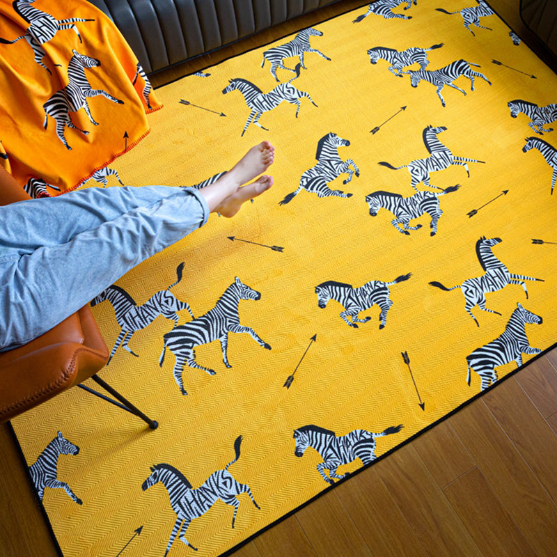 Multi-Color Animal Print Rug Polyster Scandinavian Area Rug Anti-Slip Backing Washable Indoor Rug for Room Yellow Clearhalo 'Area Rug' 'Rug' 2296147