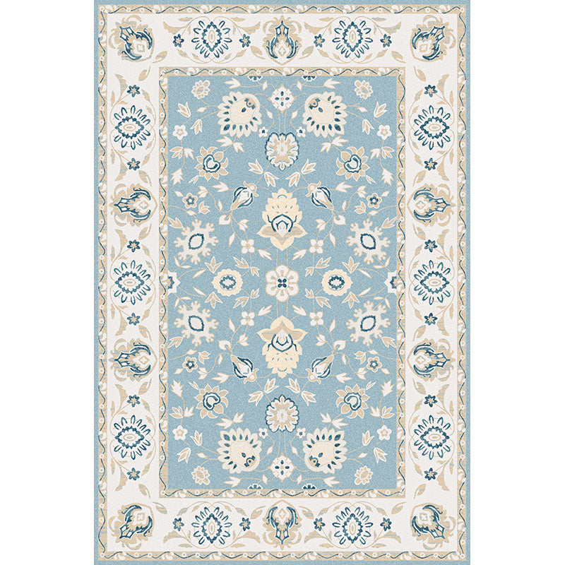 Vintage Living Room Rug Multi Colored Flower Printed Indoor Rug Polyster Easy Care Pet Friendly Carpet Blue Clearhalo 'Area Rug' 'Moroccan' 'Rugs' Rug' 2296167