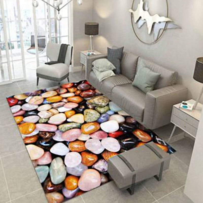 Multi-Color Flower Print Rug Cotton Blend Scandinavian Area Rug Pet Friendly Machine Washable Rug for Parlor Light Orange Clearhalo 'Area Rug' 'Rug' 2296292