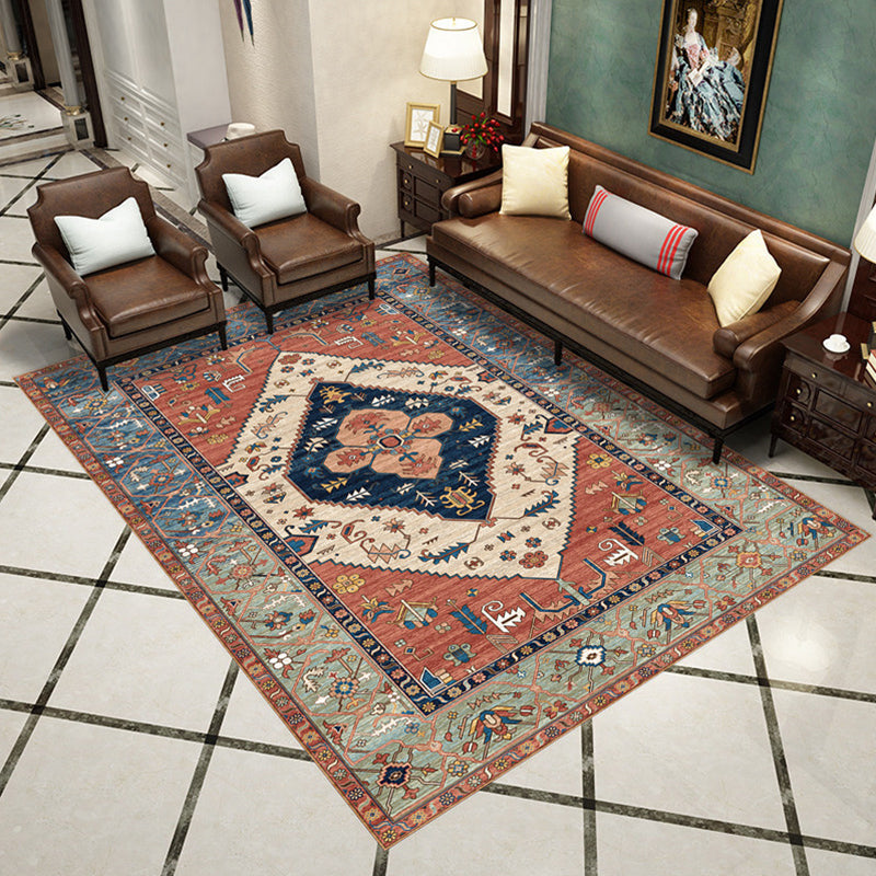 Moroccan Living Room Rug Multi Colored Geometric Pattern Indoor Rug Polyster Anti-Slip Backing Washable Carpet Orange 2'7" x 5'3" Clearhalo 'Area Rug' 'Moroccan' 'Rugs' Rug' 2296367